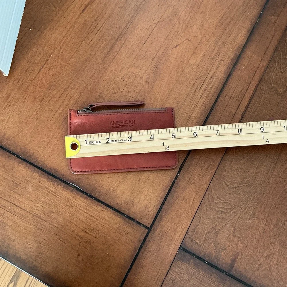 American Leather Co Cognac Brown Leather Crossbody Bag and Card Case Set - Picture 8 of 10